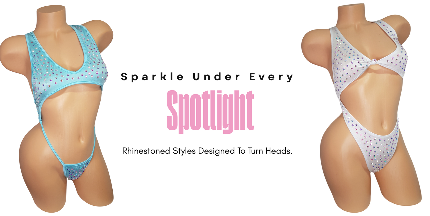 Flirtations Rhinestone exotic dancewear, bling costumes and glamorous stagewear designed to shine under every spotlight